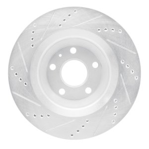 Audi TT Brake Rotor (1) - Rear Right - R1 Concepts - Drilled & Slotted - Silver - `08-`15